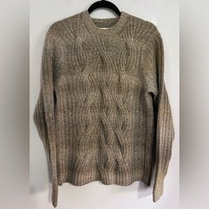 Perry Ellis Cable Knit Wool Blend Sweater Men’s Size Small Brown Chunky Classic